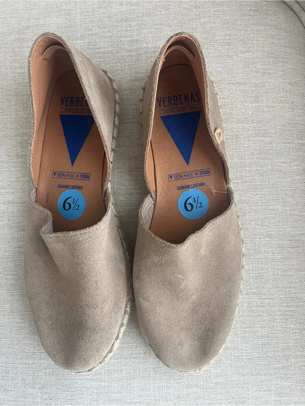 Verbenas Carmen Tan Suede Espadrille Flats Size 38